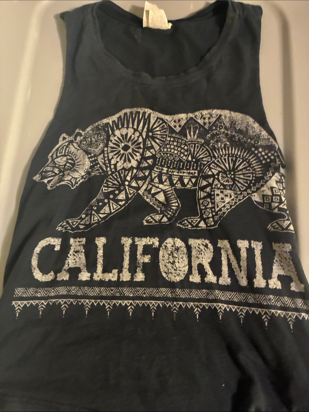 California Bear Graphic Tank Top - Black